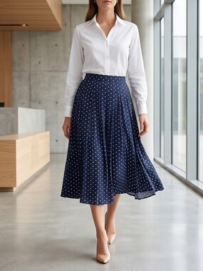 Debenhams Classic Navy Polka Dot Please Skirt - Timeless Women's Skirt Size 16